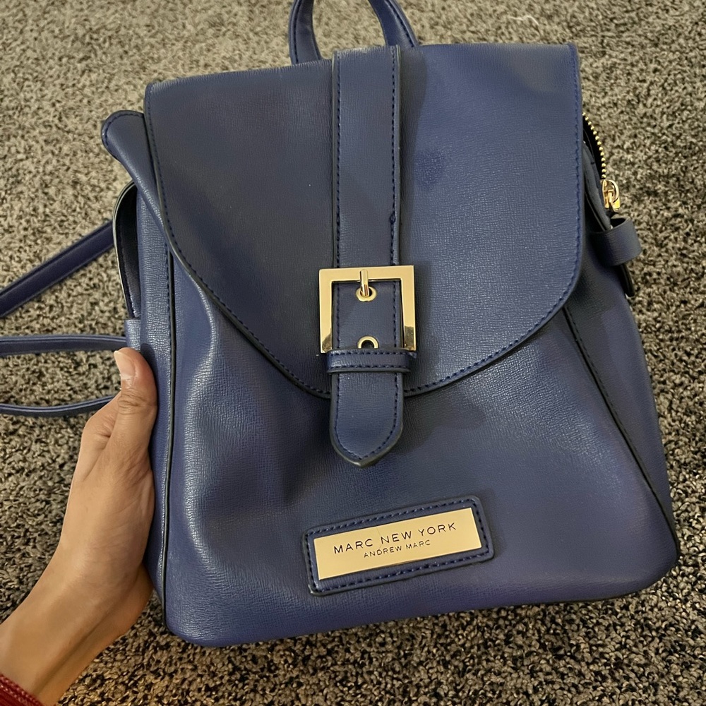 andrew marc new york blue backpack